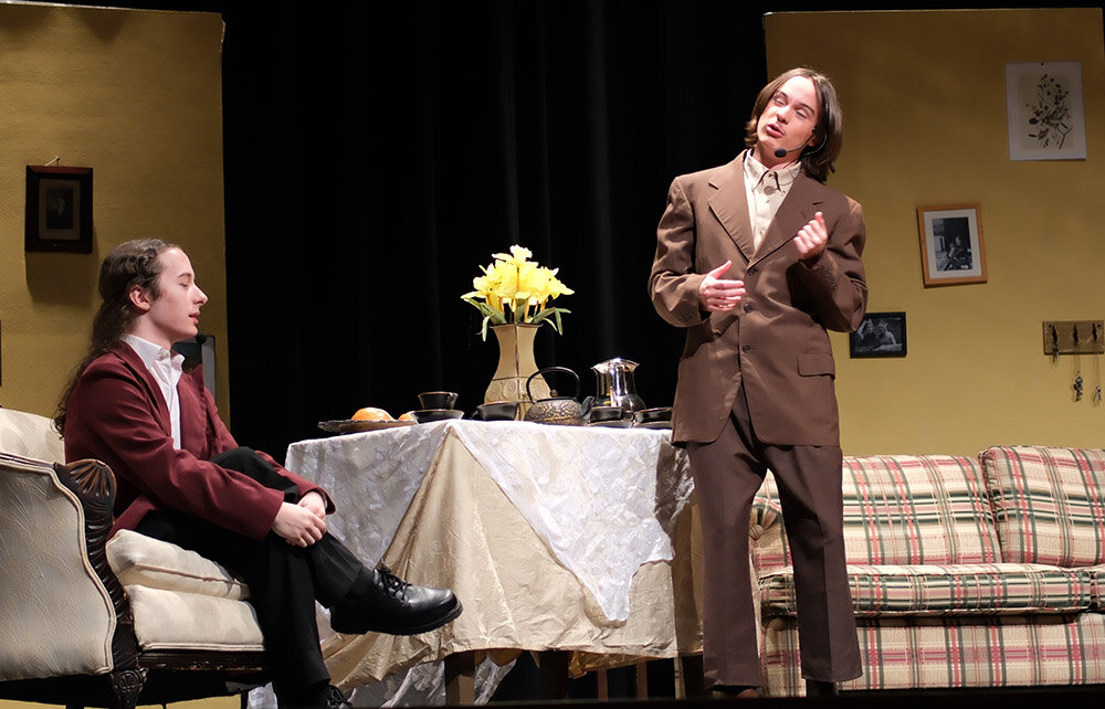 Zachary Moran and Noah Ernst.
Algernon gives Jack a lesson on what ‘bunburying’ is.